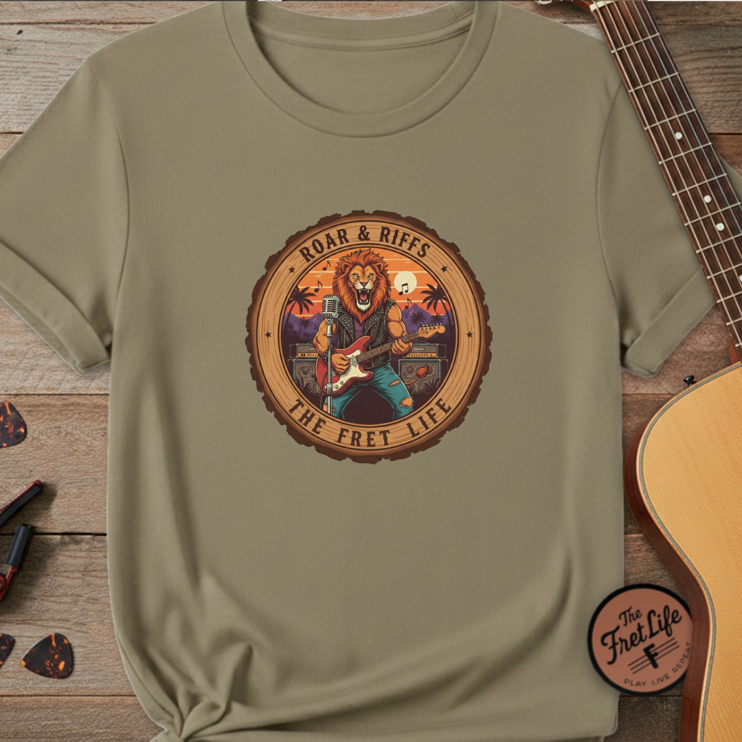 Roar & Riffs: The Lion Rock Star Fret Life Tee