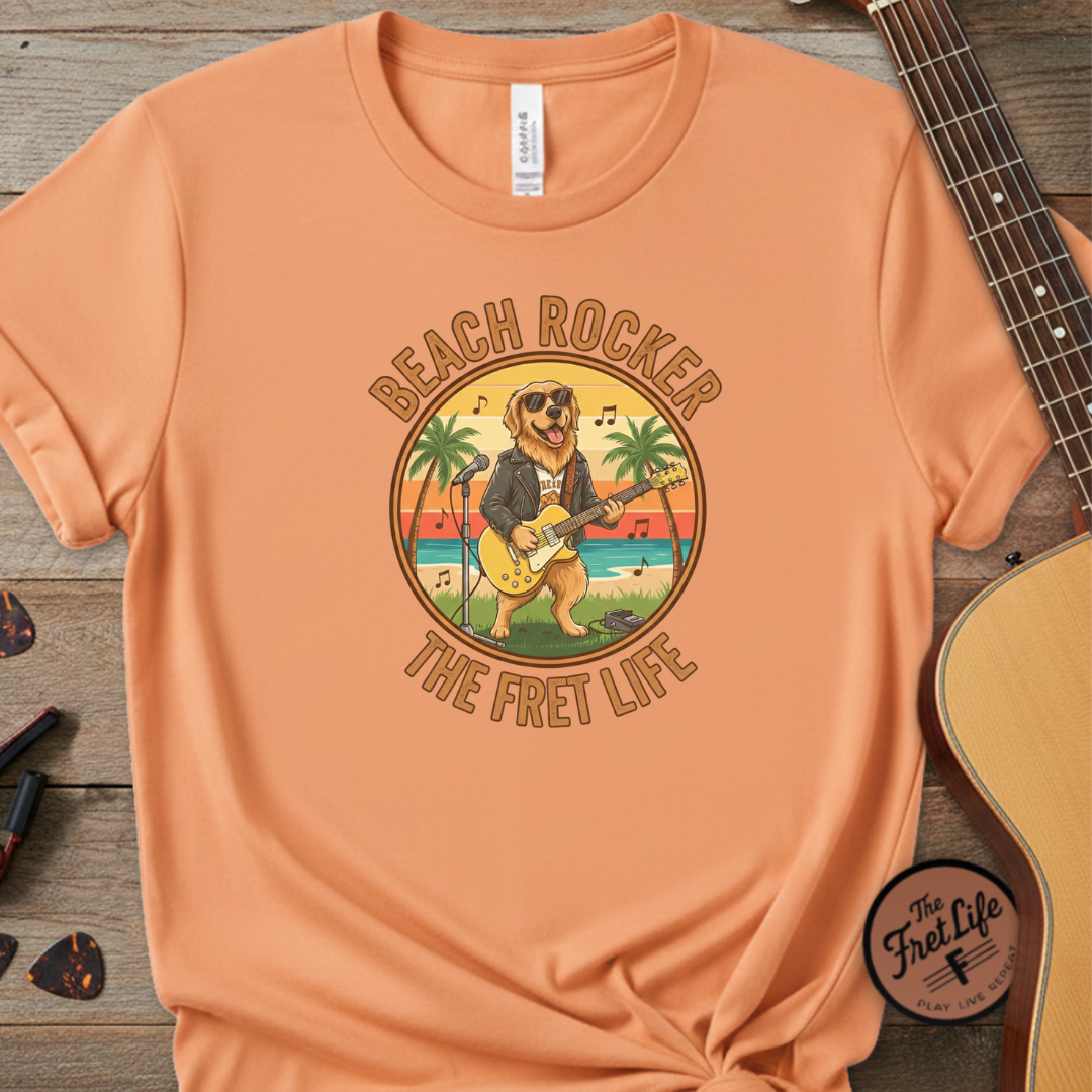 Beach Rocker: Golden's Sunset Shred Fret Life Tee