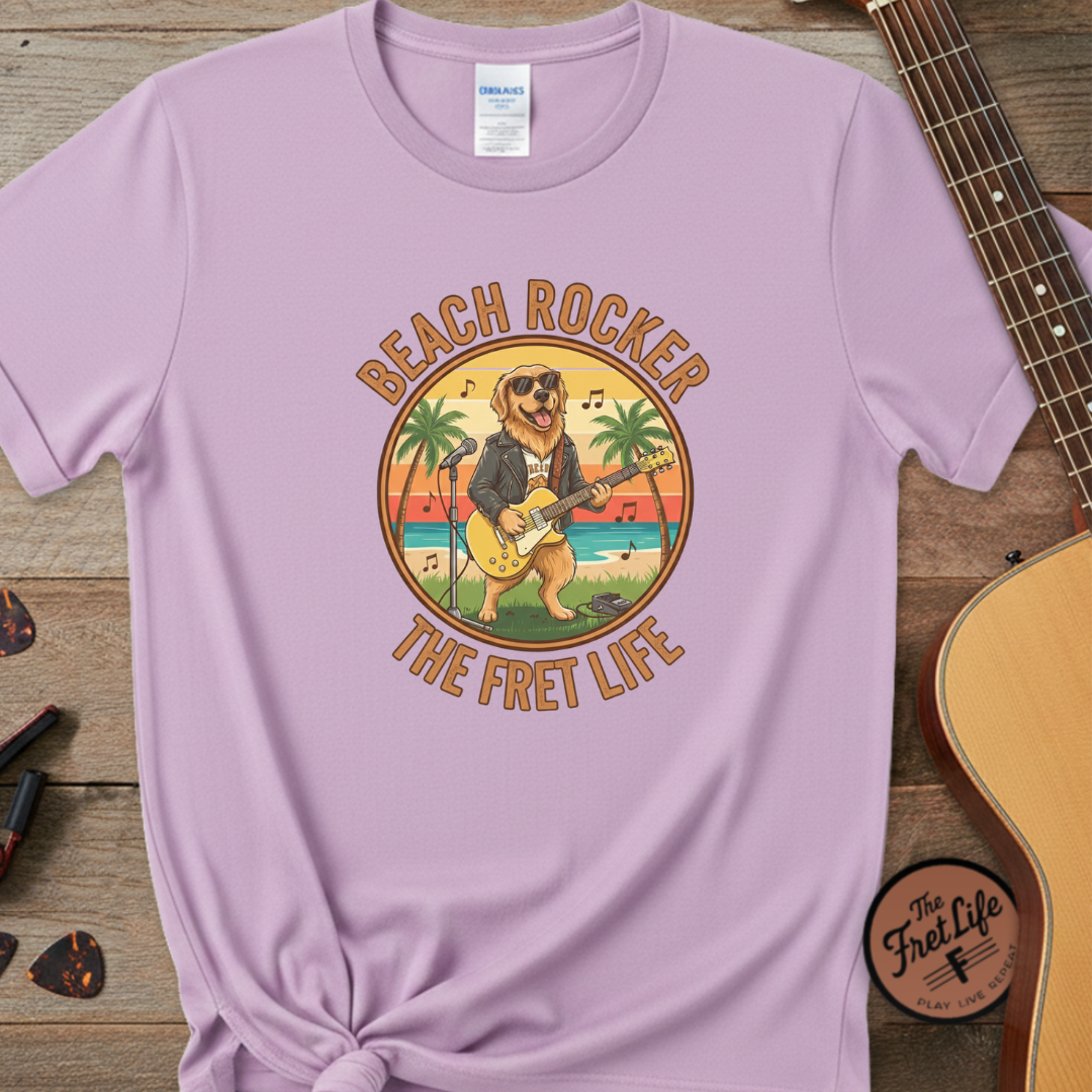 Beach Rocker: Golden's Sunset Shred Fret Life Tee