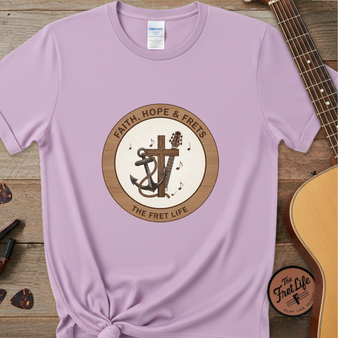 Faith Hope & Frets T-Shirt | Christian Guitar Worship Music Tee