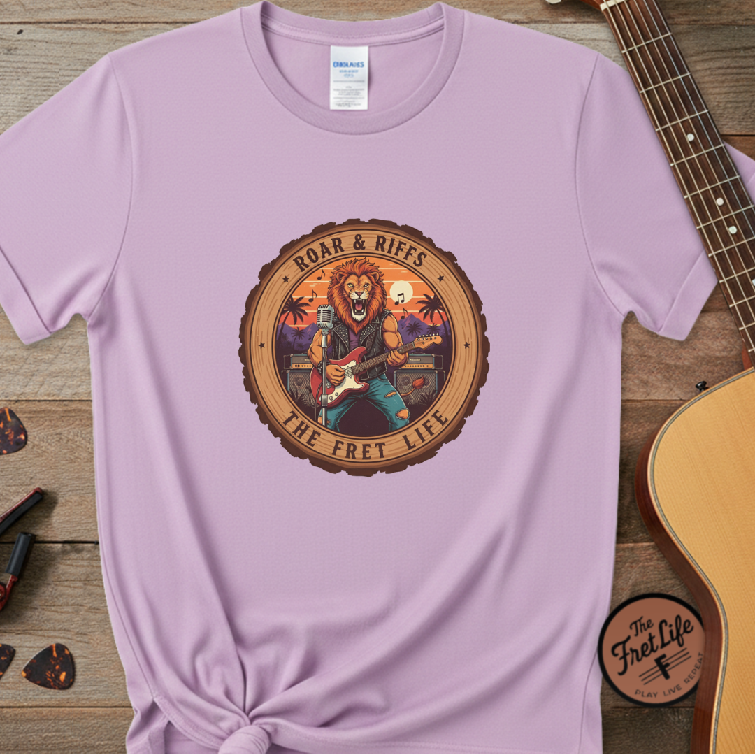 Roar & Riffs: The Lion Rock Star Fret Life Tee