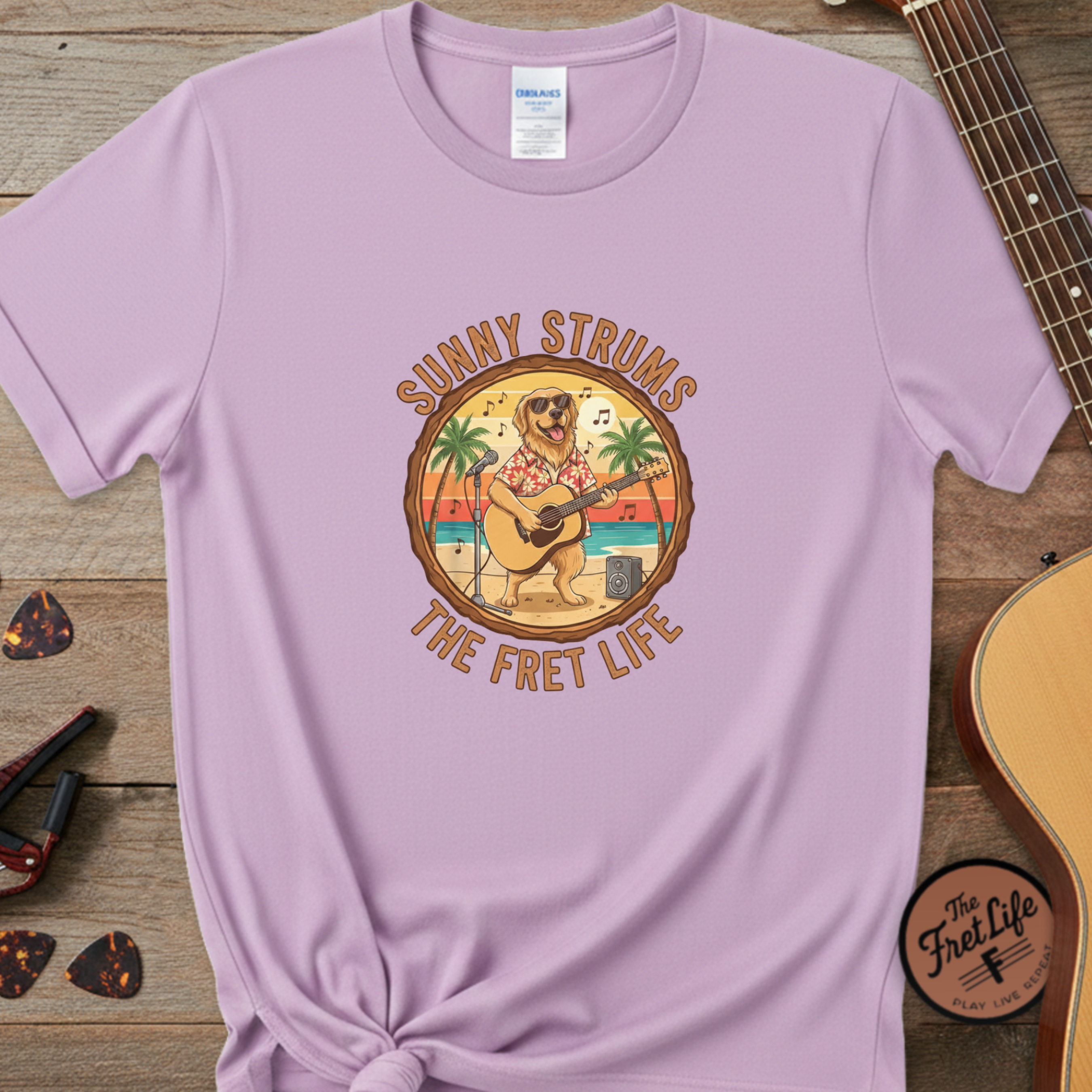 Sunny Strums: Golden Retriever Acoustic Serenade Tee