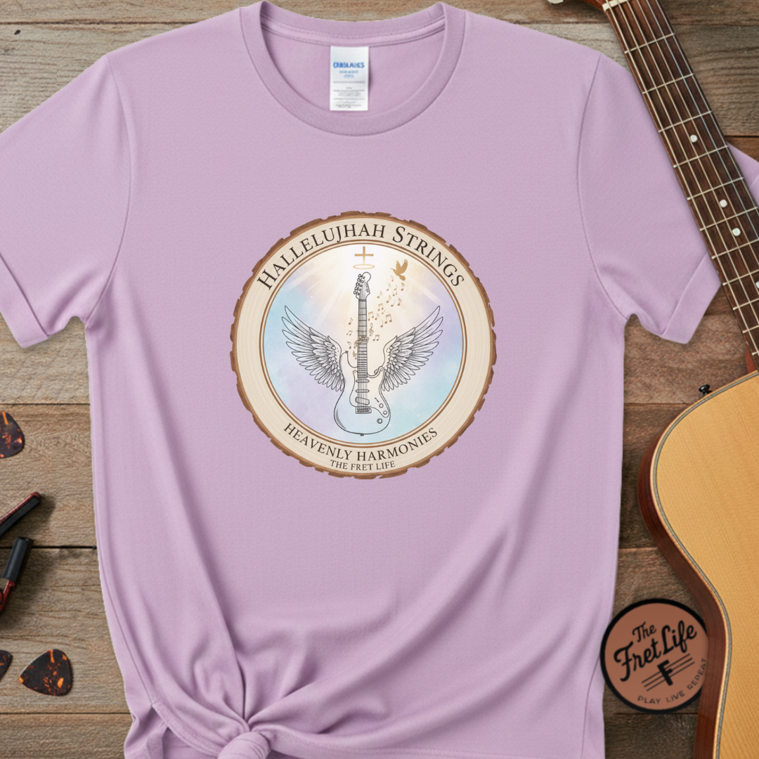 Hallelujah Strings T-Shirt | Christian Worship Guitar Praise Tee