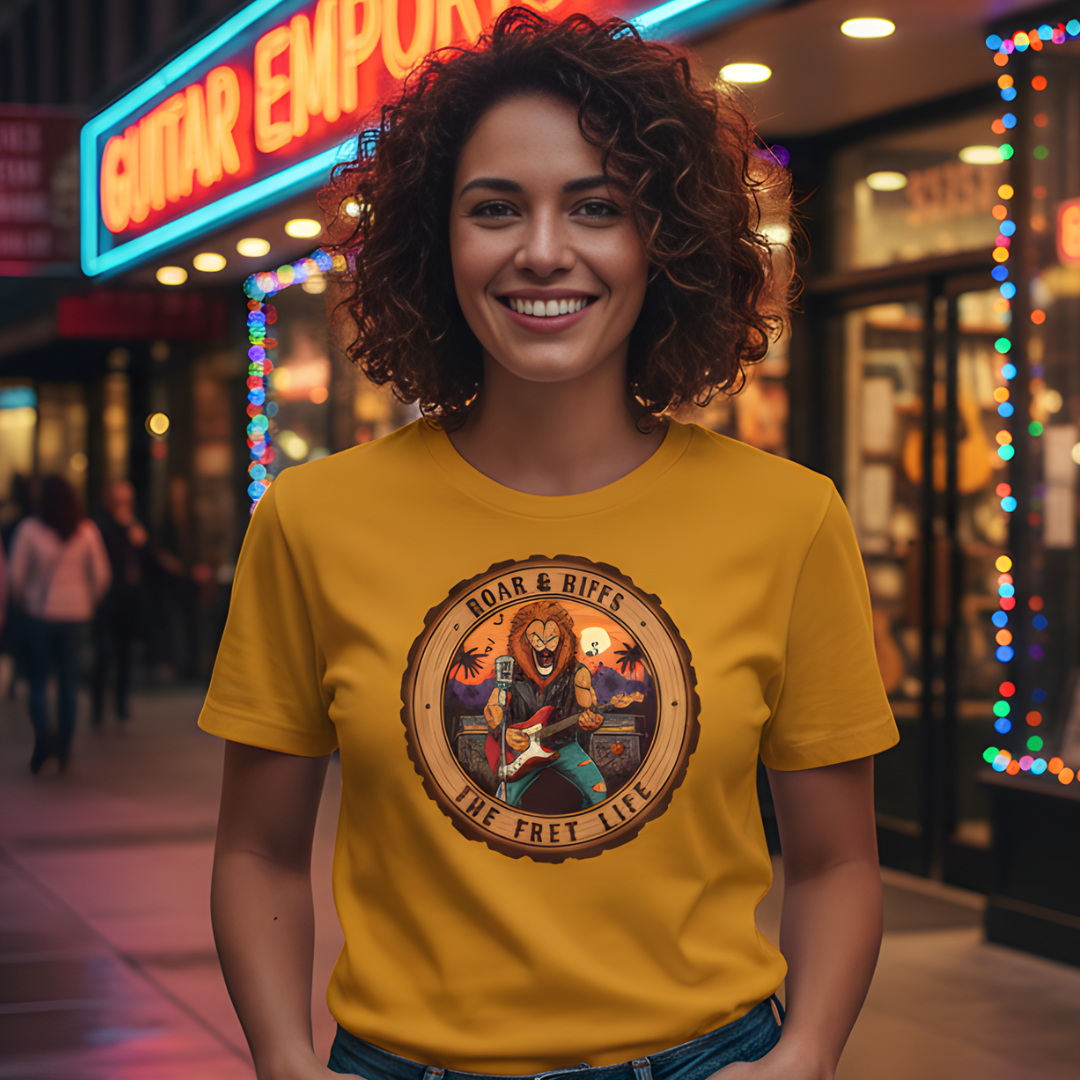 Roar & Riffs: The Lion Rock Star Fret Life Tee