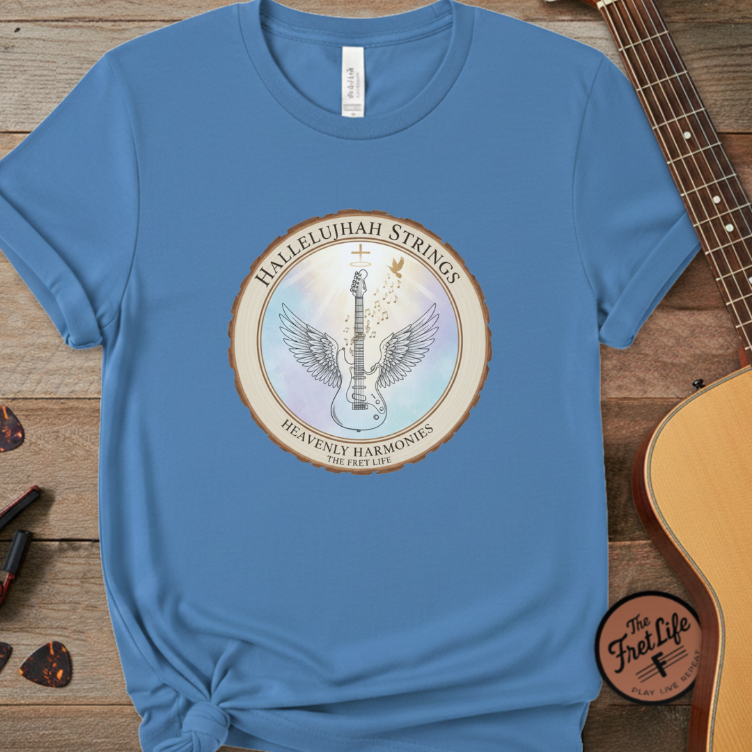 Hallelujah Strings T-Shirt | Christian Worship Guitar Praise Tee