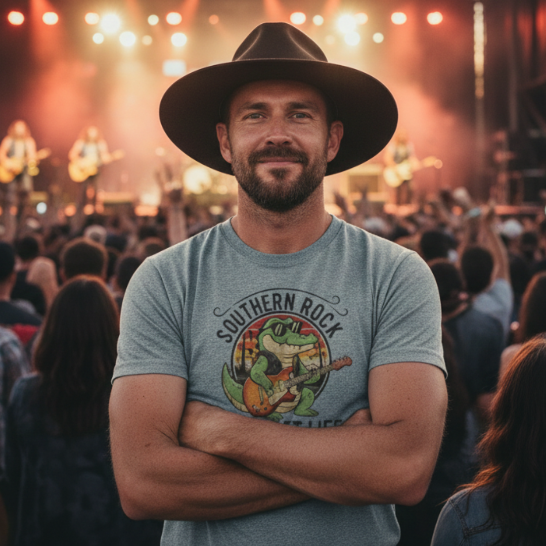 Southern Rock Gator: The Fret Life Swamp Jam Tee