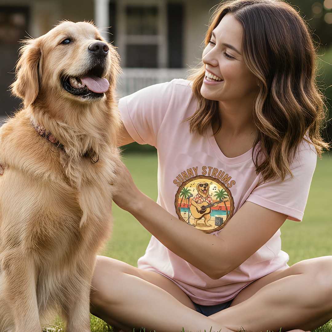 Sunny Strums: Golden Retriever Acoustic Serenade Tee