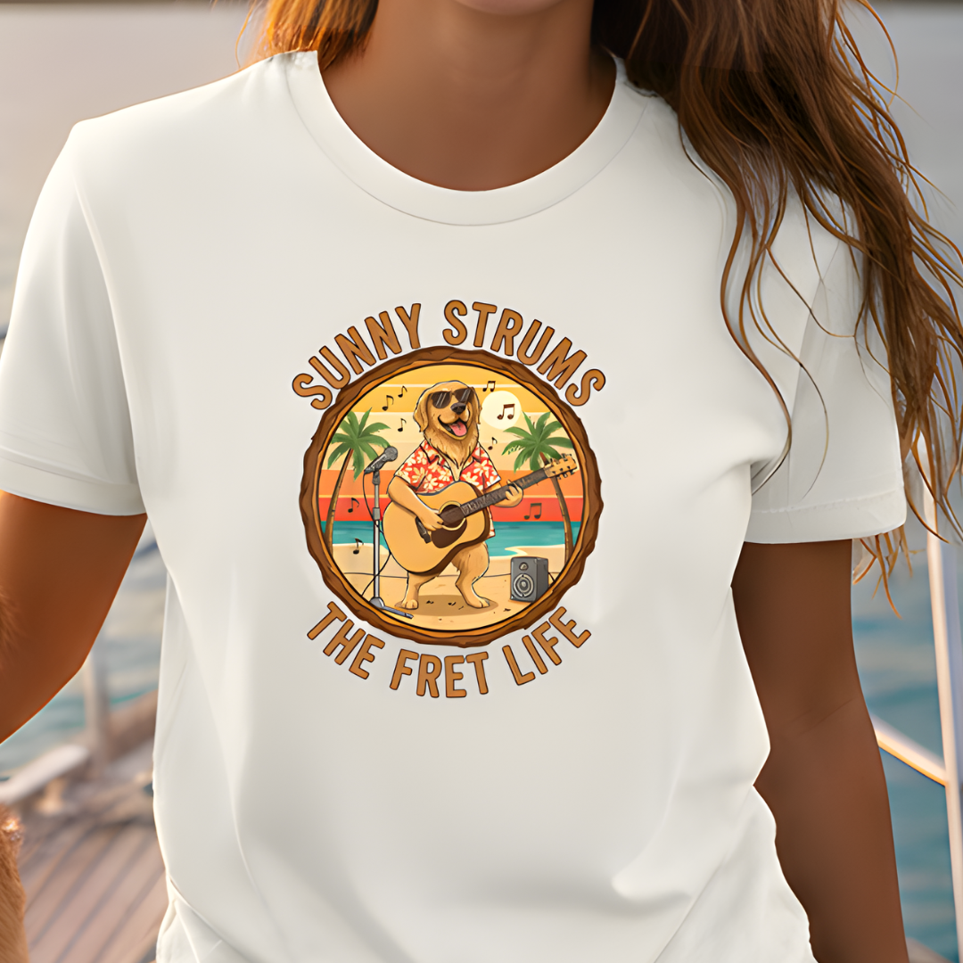 Sunny Strums: Golden Retriever Acoustic Serenade Tee
