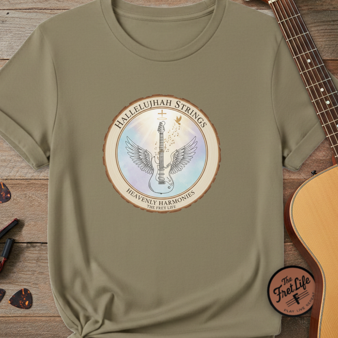 Hallelujah Strings T-Shirt | Christian Worship Guitar Praise Tee