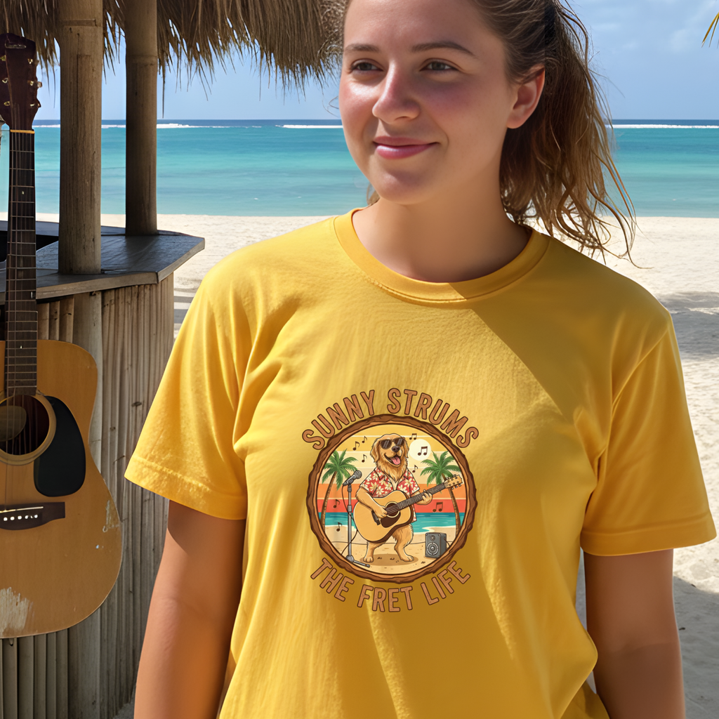 Sunny Strums: Golden Retriever Acoustic Serenade Tee