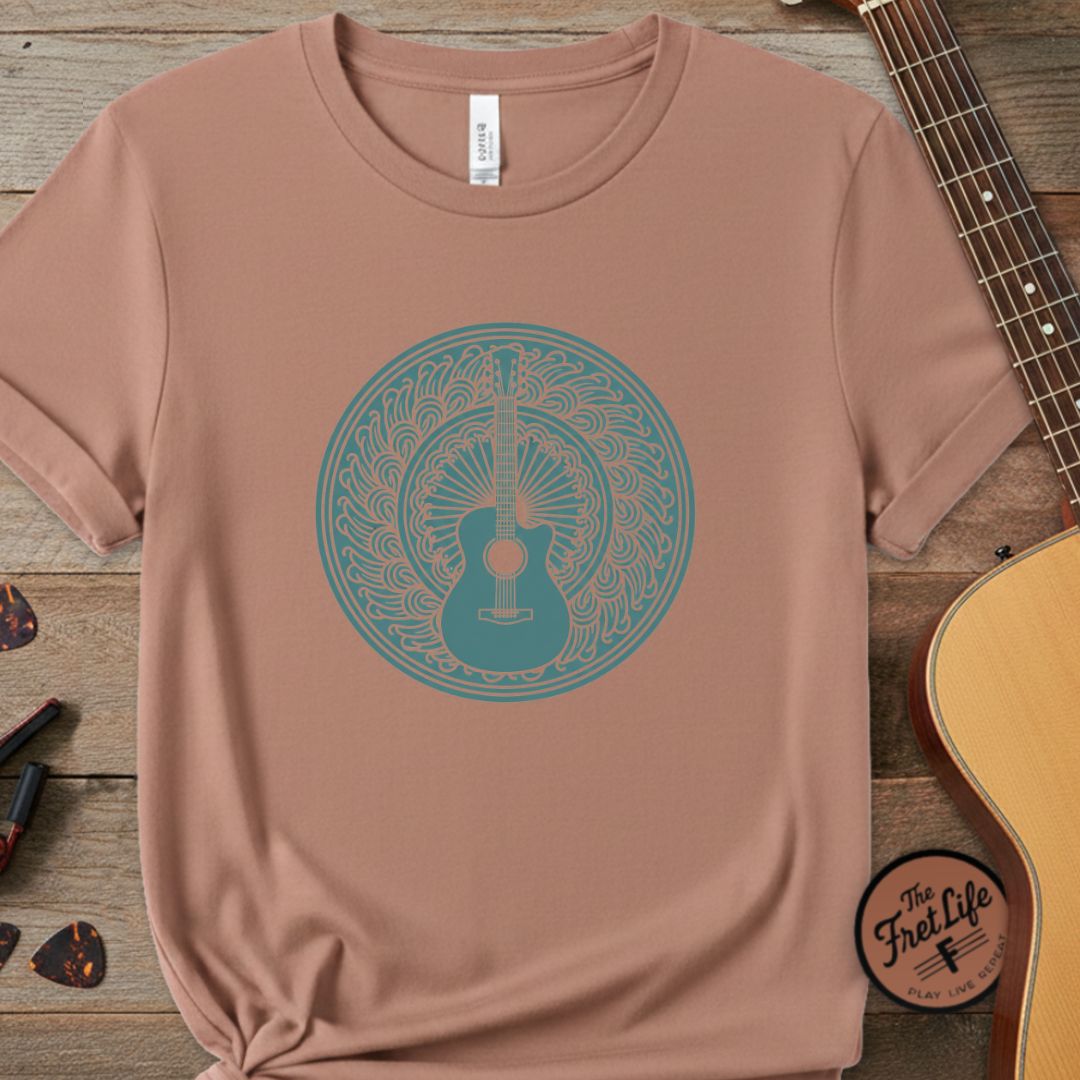 The Resonance Mandala Tee | Intricate Acoustic Guitar Design