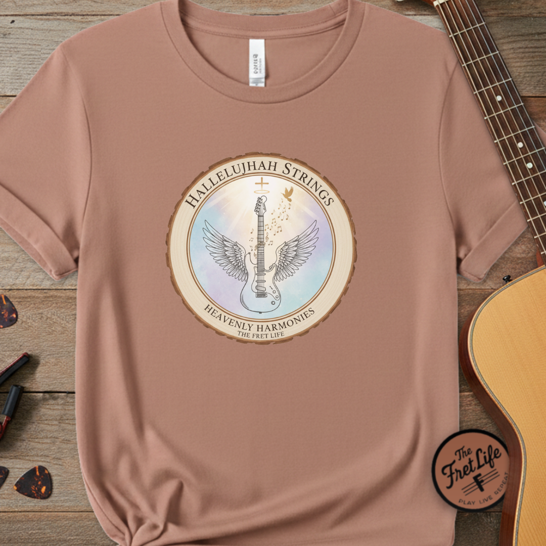 Hallelujah Strings T-Shirt | Christian Worship Guitar Praise Tee