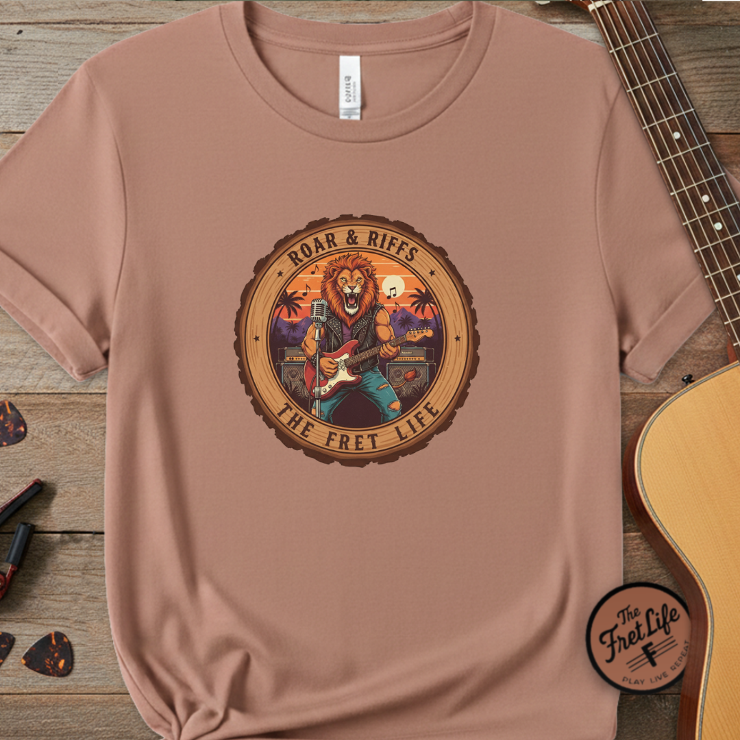Roar & Riffs: The Lion Rock Star Fret Life Tee