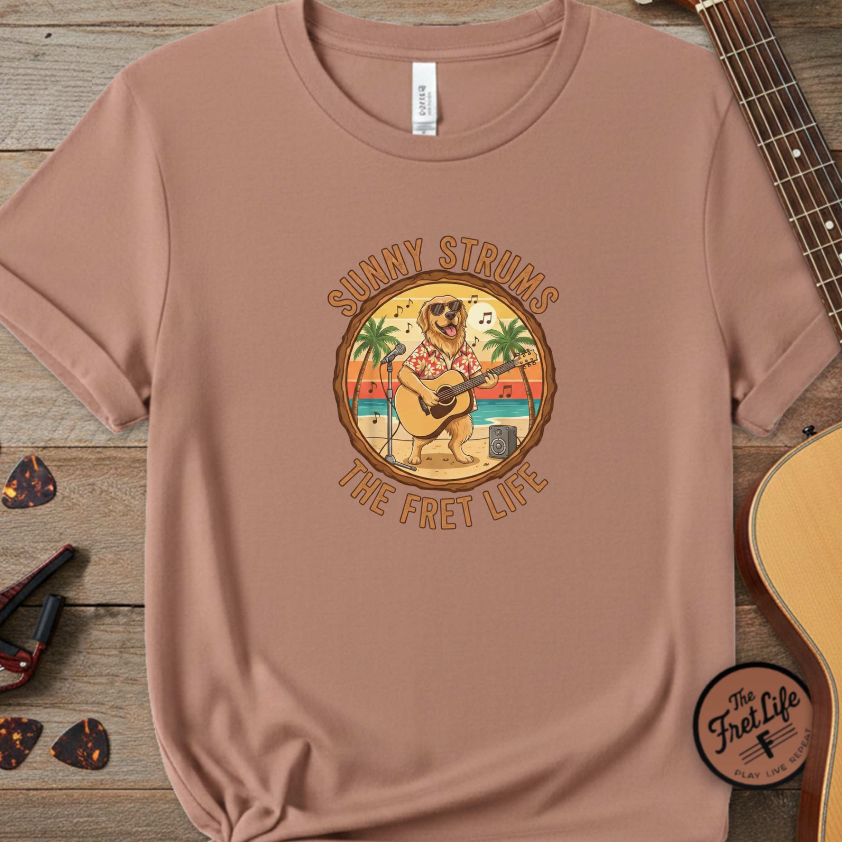 Sunny Strums: Golden Retriever Acoustic Serenade Tee
