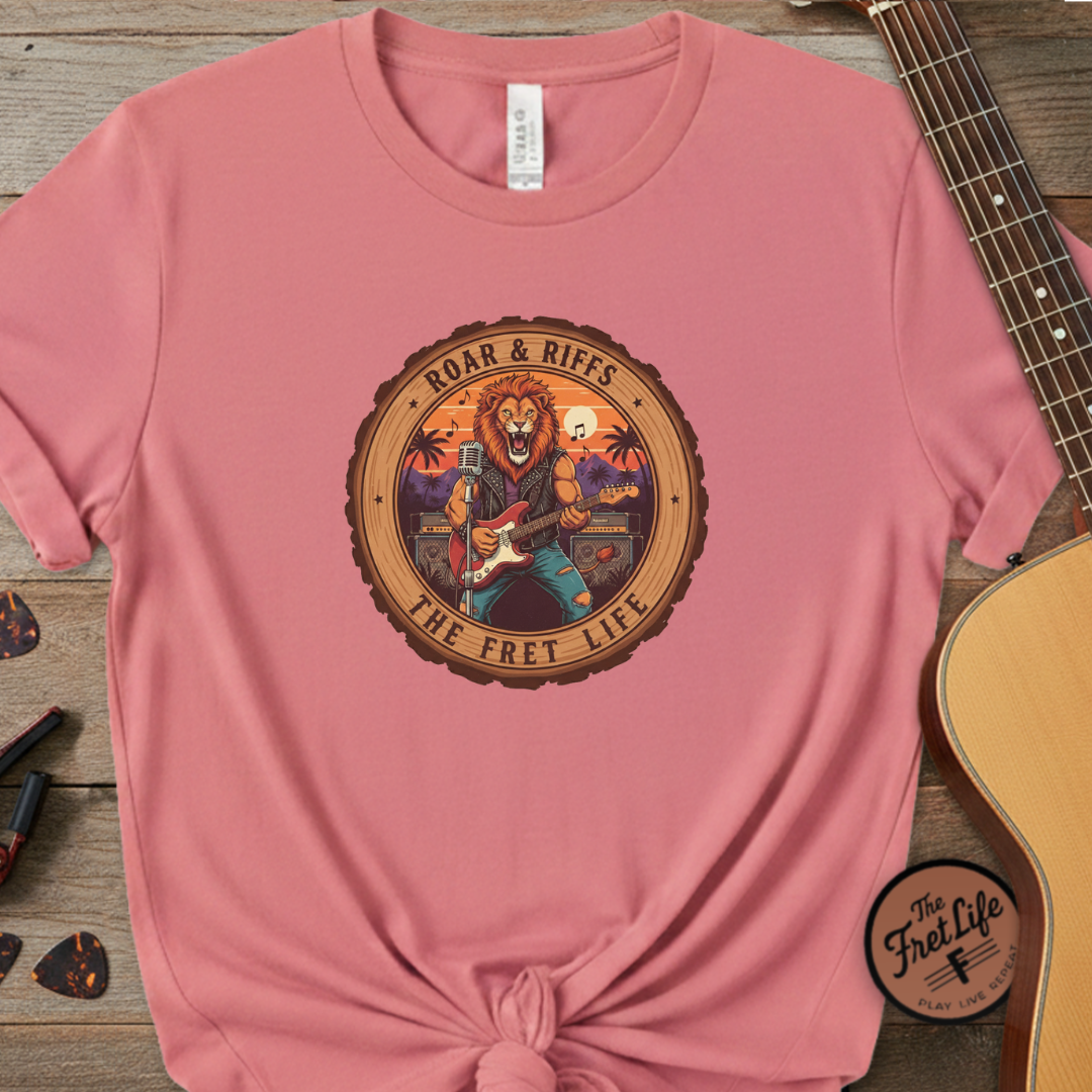 Roar & Riffs: The Lion Rock Star Fret Life Tee