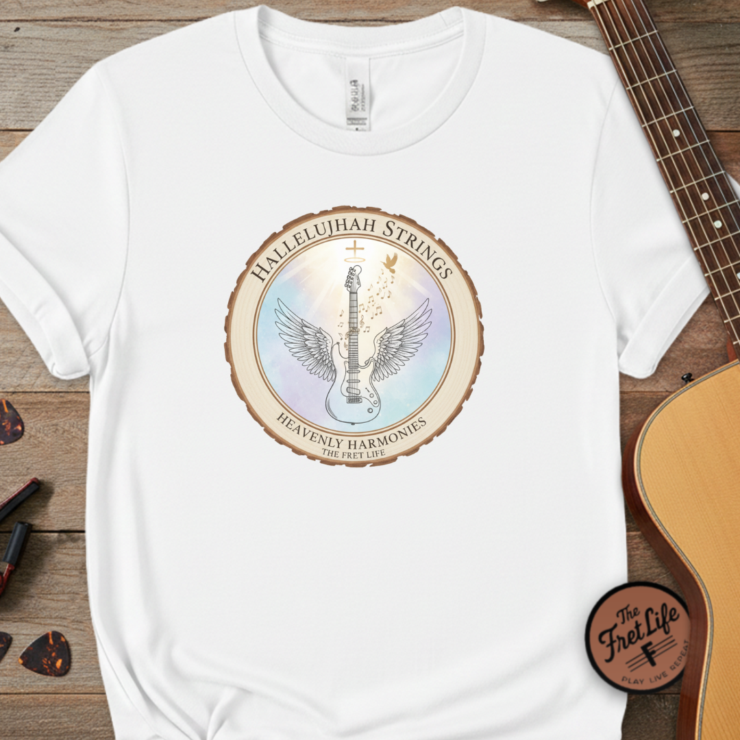 Hallelujah Strings T-Shirt | Christian Worship Guitar Praise Tee