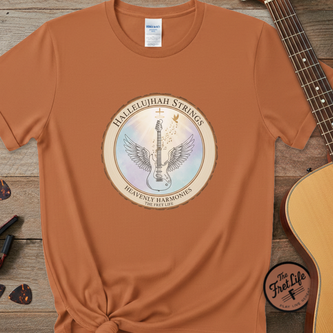Hallelujah Strings T-Shirt | Christian Worship Guitar Praise Tee