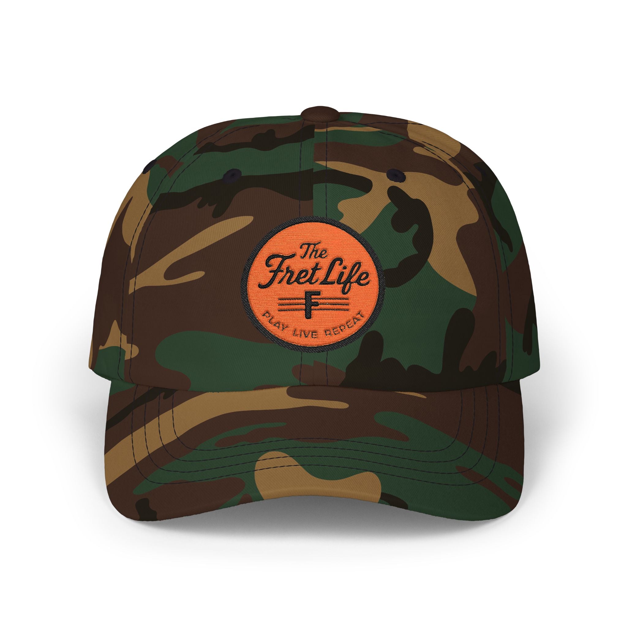 Printify Hats Green Camo / One size 'The Fret Life' Embroidered Patch Guitar Lifestyle Hat