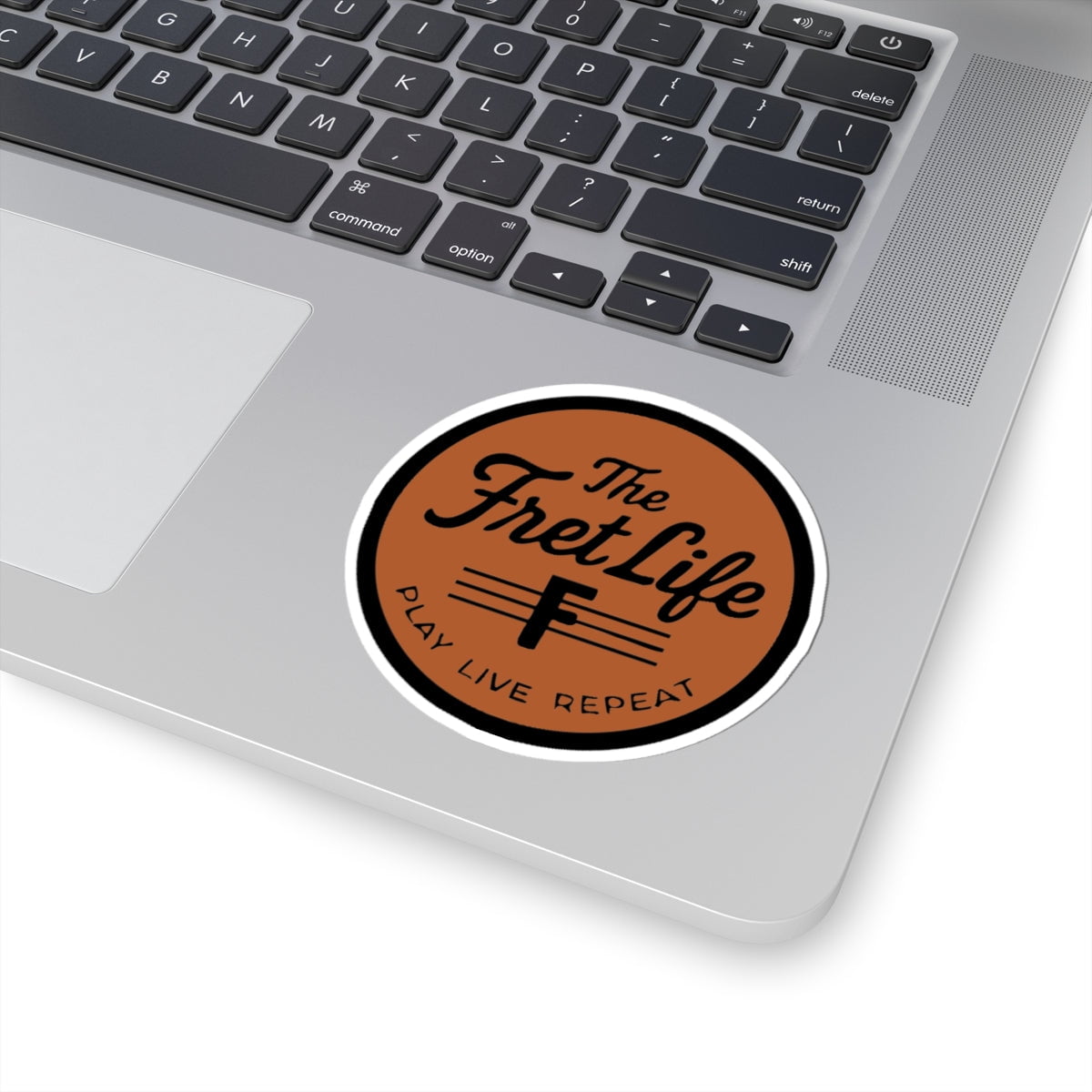 Printify Paper products 3" × 3" / White The Fret Life Round Sticker — 'Play Live Repeat' Guitar Music Decal