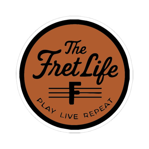 Printify Paper products 3" × 3" / White The Fret Life Round Sticker — 'Play Live Repeat' Guitar Music Decal