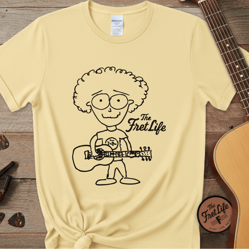 Printify T-Shirt Banana / S "Acoustic Eyeball Rocker" Tee: Unplugged & Unhinged Guitarist Graphic