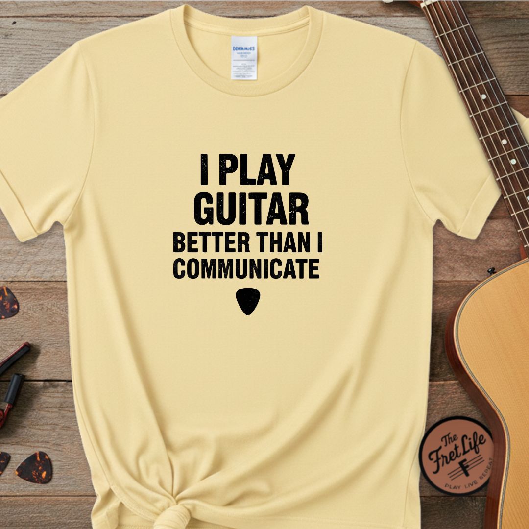 Printify T-Shirt Banana / S "I Play Guitar Better Than I Communicate" Premium Tee