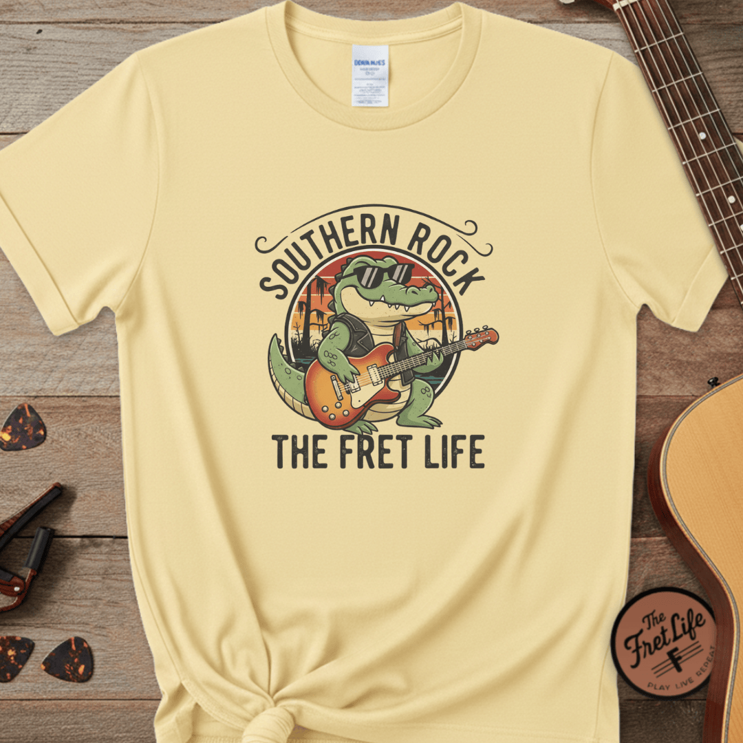 Printify T-Shirt Banana / S Southern Rock Gator: The Fret Life Swamp Jam Tee