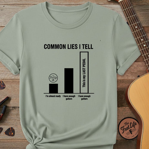 Printify T-Shirt Bay / S Common Lies I Tell: Gear Addict Infographic T-Shirt