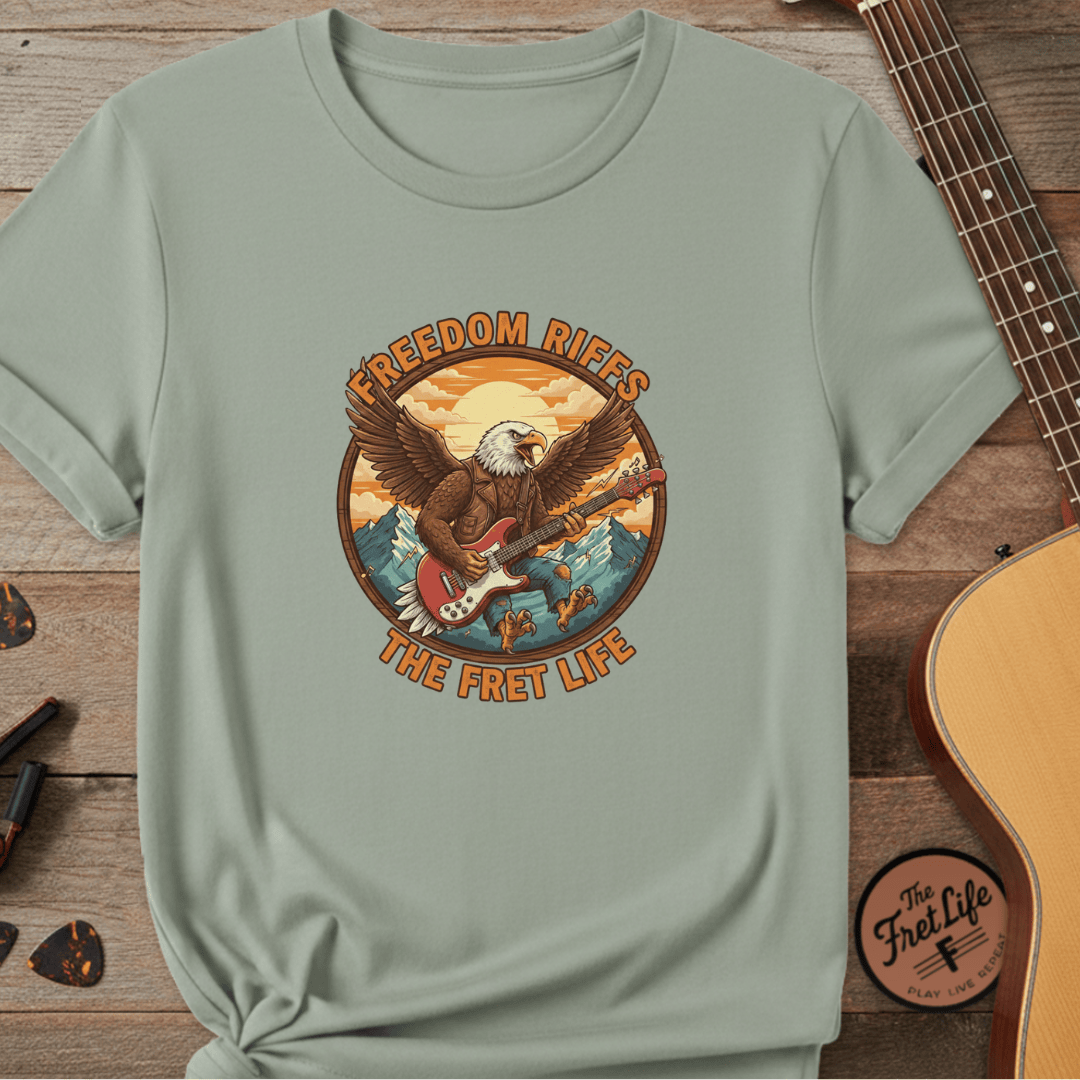 Printify T-Shirt Bay / S Freedom Riffs: The Eagle's Patriotic Shred Fret Life Tee