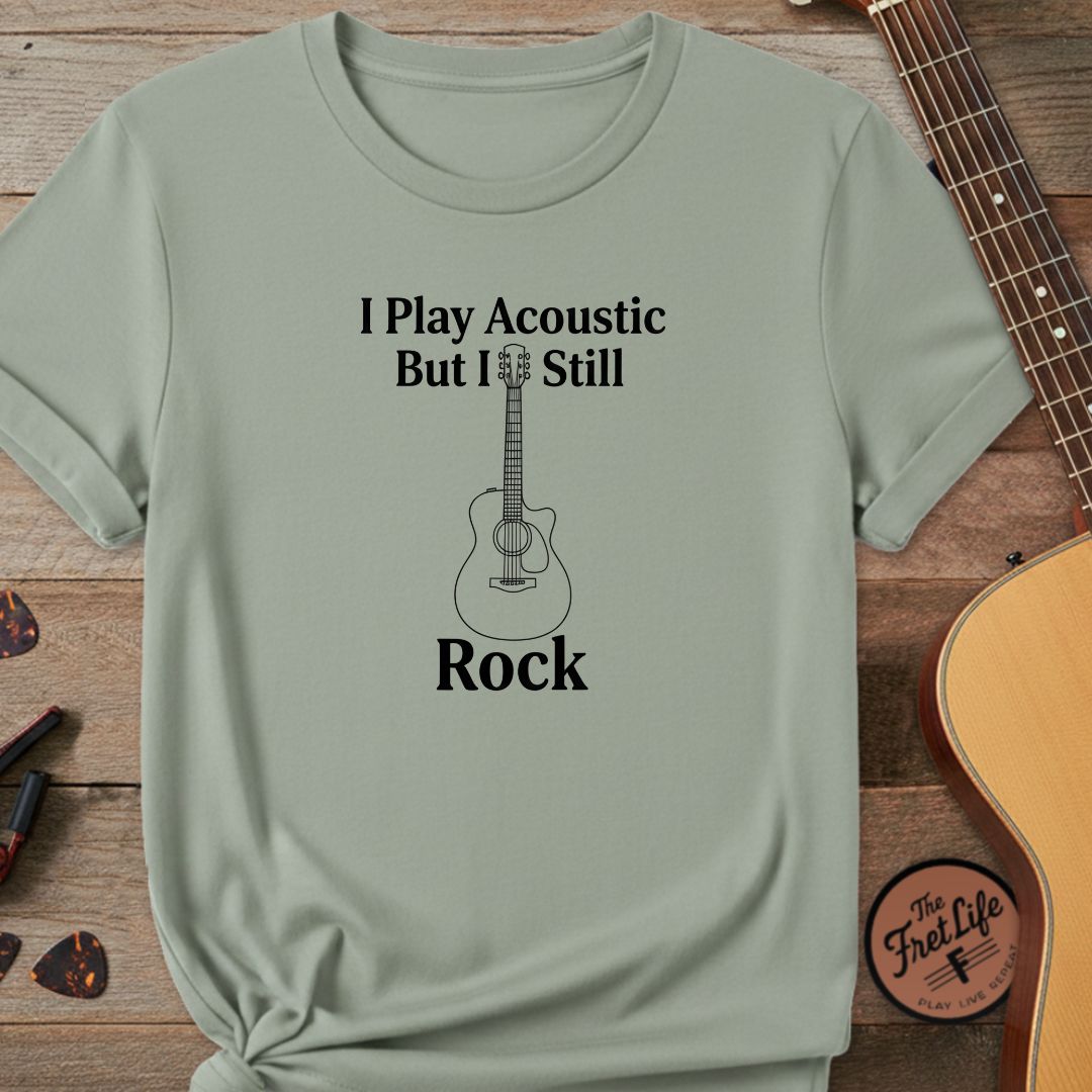 Printify T-Shirt Bay / S "I Play Acoustic, But I Still Rock" Premium Tee