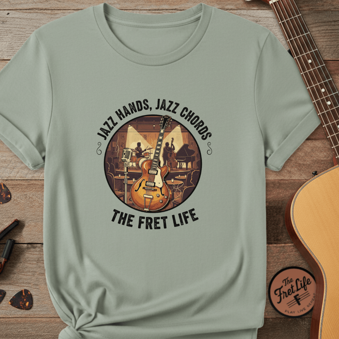 Printify T-Shirt Bay / S Jazz Hands, Jazz Chords: The Fret Life Club Tee