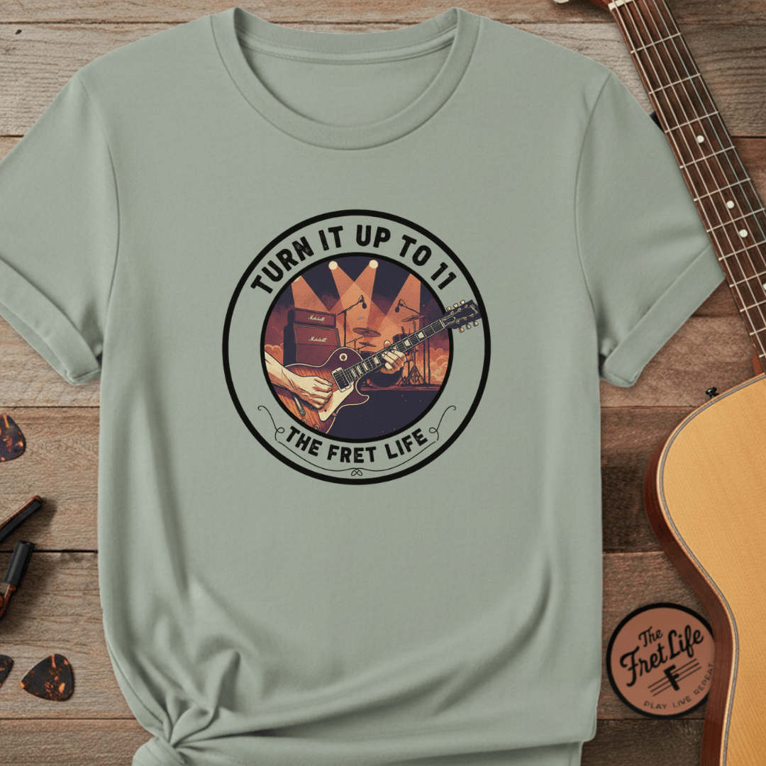 Printify T-Shirt Bay / S Turn it Up to 11 Unisex Guitar T-Shirt - Music Lover Gift Idea