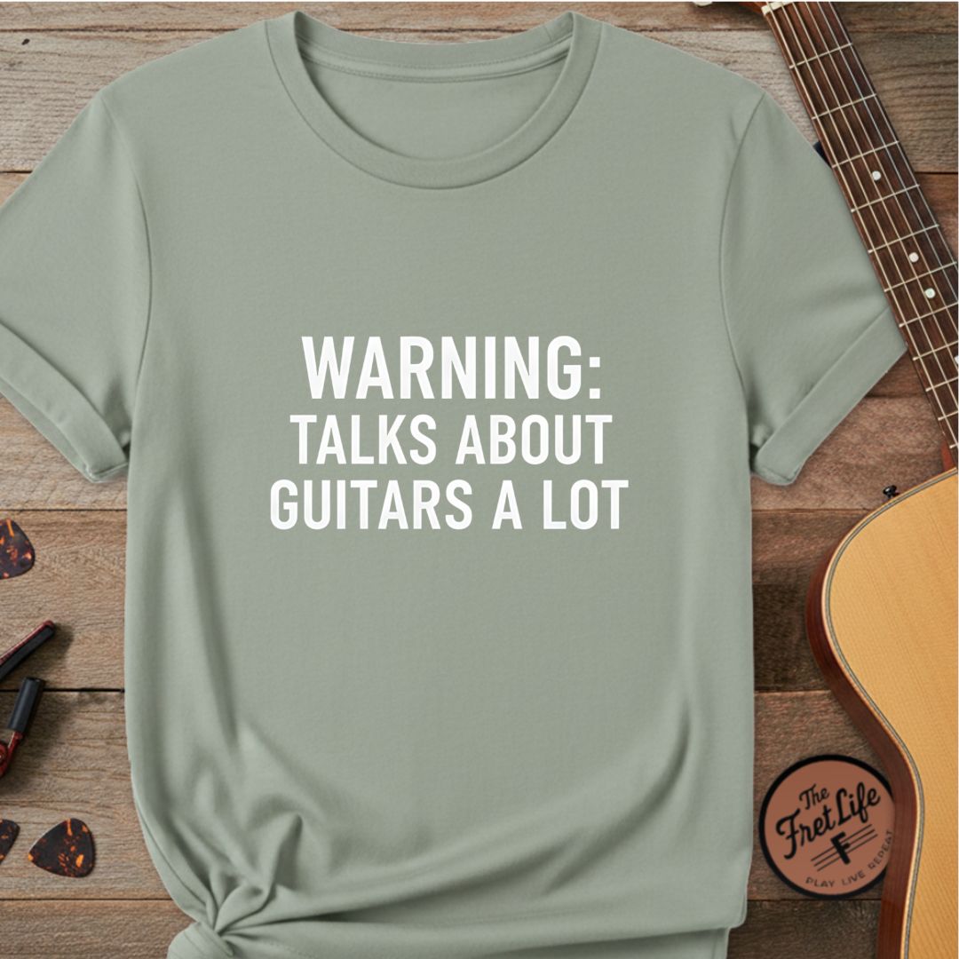 Printify T-Shirt Bay / S Warning: Talks About Guitars A Lot | Premium T-Shirt