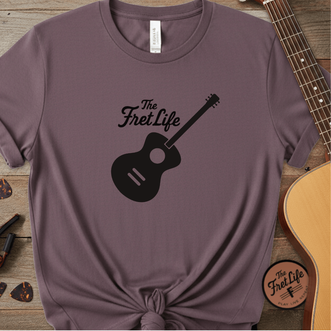 Printify T-Shirt Berry / S Acoustic Guitar, The Fret Life, Unisex Garment-Dyed T-shirt