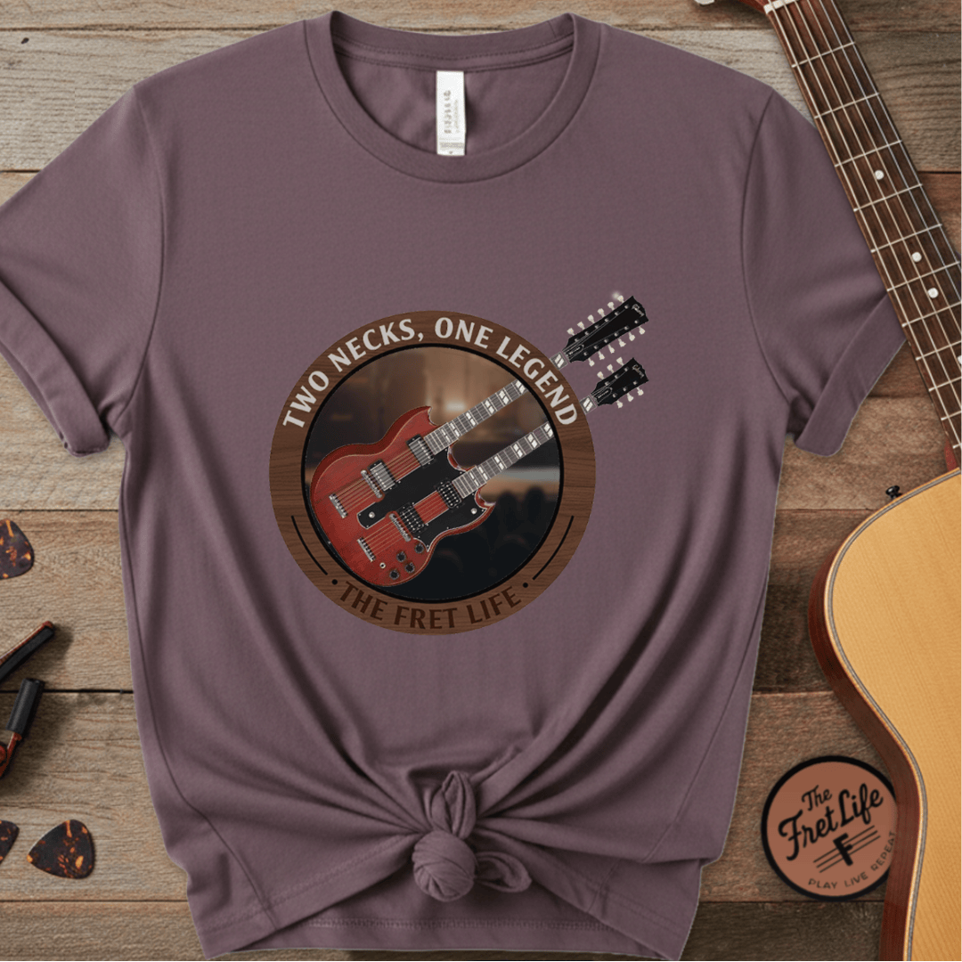 Printify T-Shirt Berry / S Double Neck T-Shirt | LZ Guitar Legend Tee