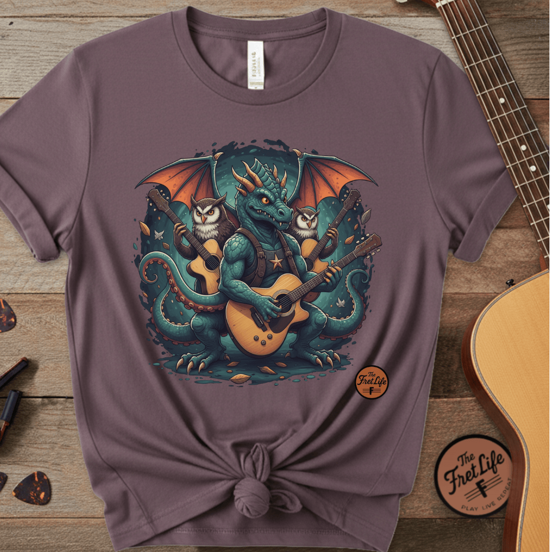 Printify T-Shirt Berry / S Dragon's Chord: Epic Guitar Tee