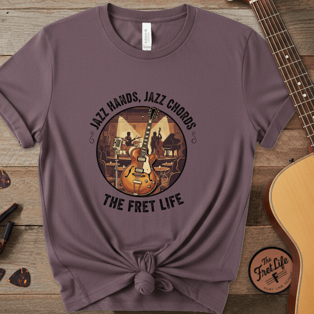 Printify T-Shirt Berry / S Jazz Hands, Jazz Chords: The Fret Life Club Tee