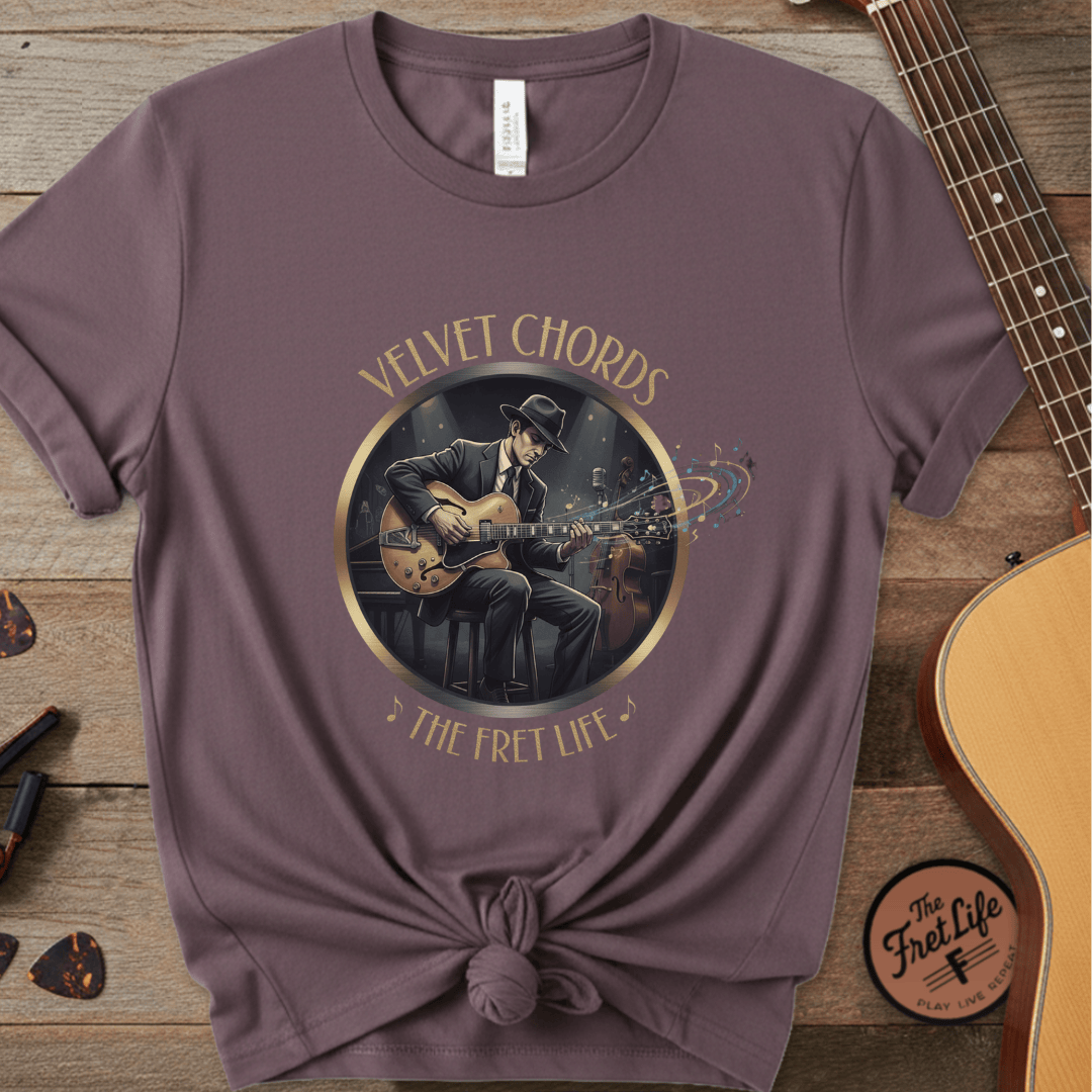 Printify T-Shirt Berry / S Velvet Chords - The Smooth Fret Life Tee