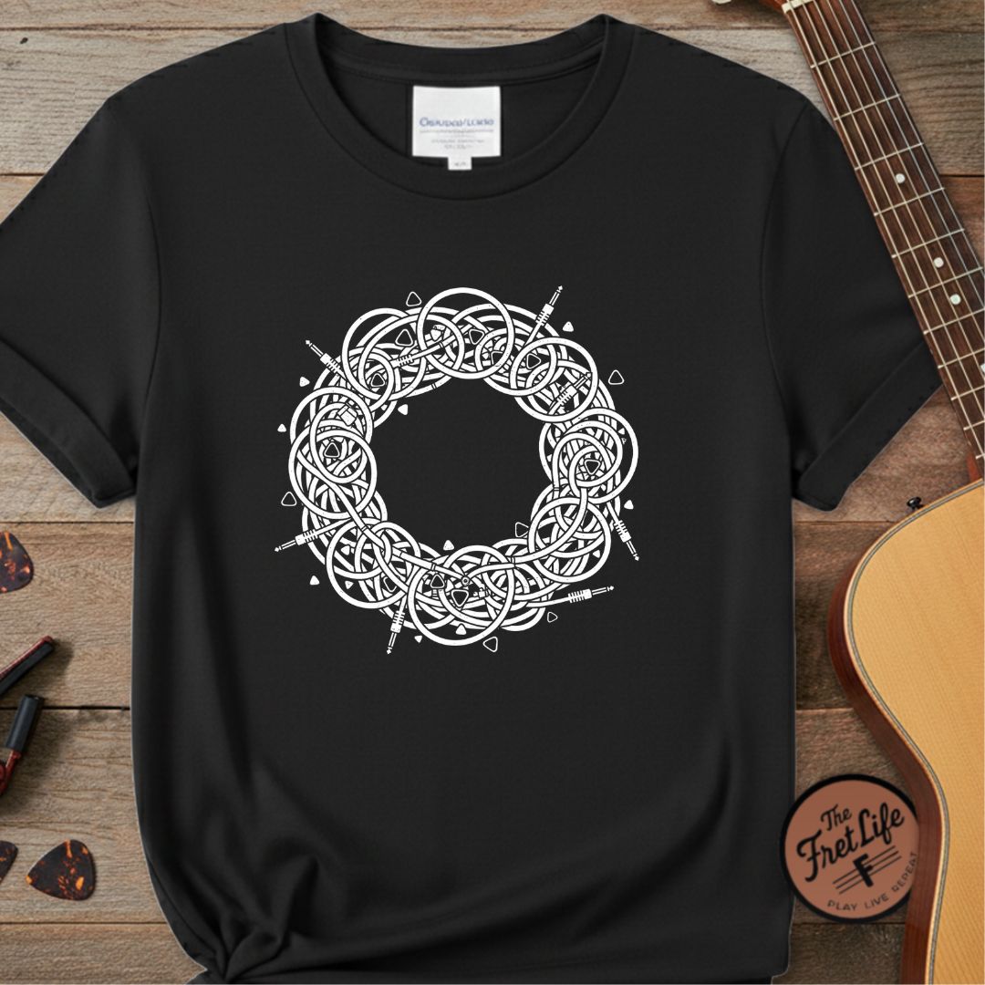 Printify T-Shirt Black / S Cable Spaghetti: The Signal Chain Mandala T-Shirt