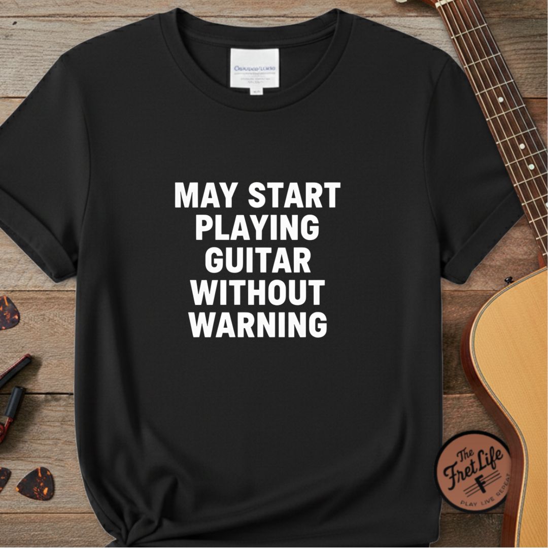 Printify T-Shirt Black / S Guitar Player Warning Label | Premium T-Shirt