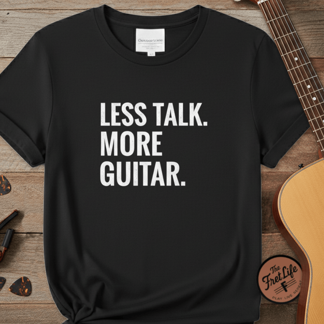 Printify T-Shirt Black / S Less Talk. More Guitar. | Premium T-Shirt