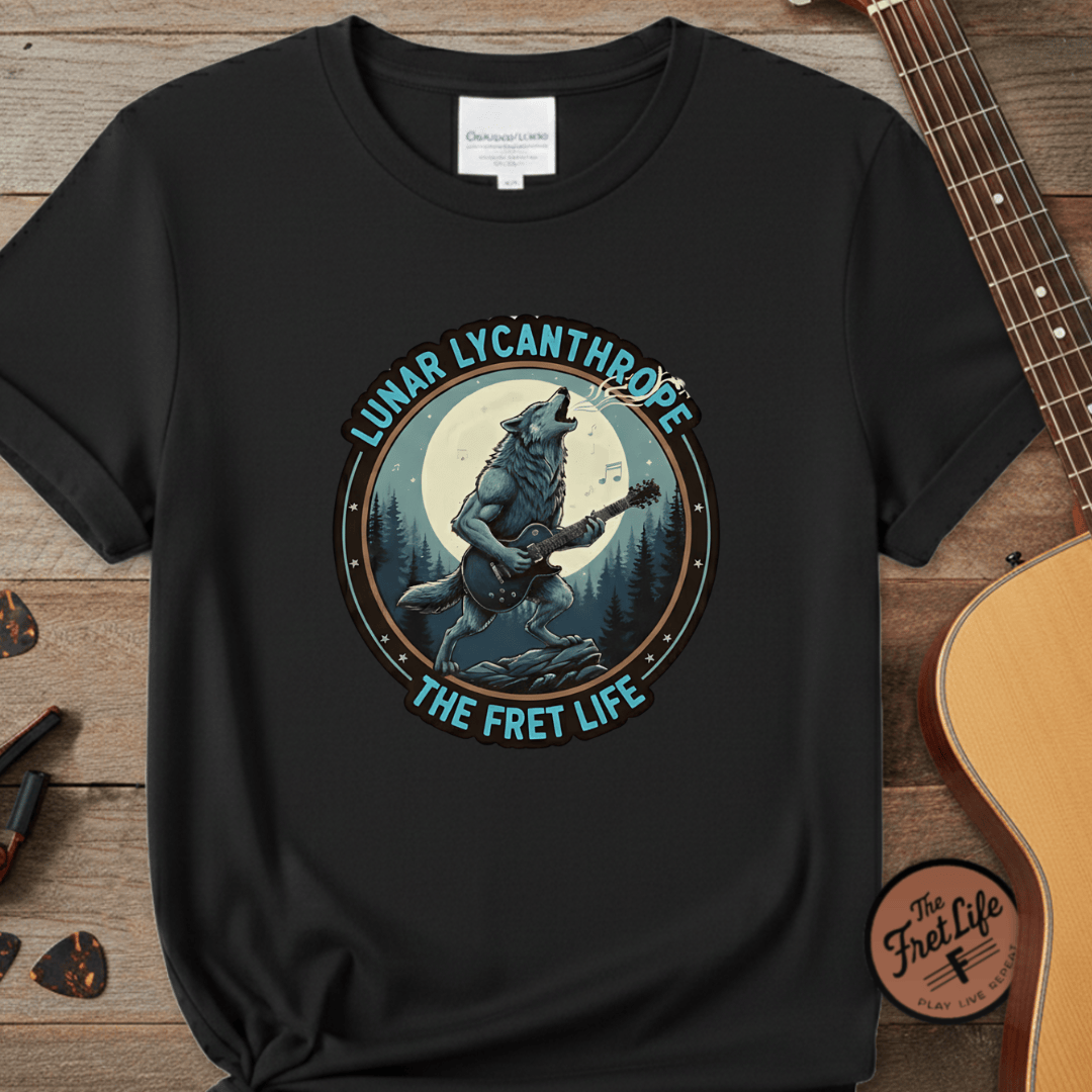 Printify T-Shirt Black / S Lunar Lycanthrope: Full Moon Fret Life Tee