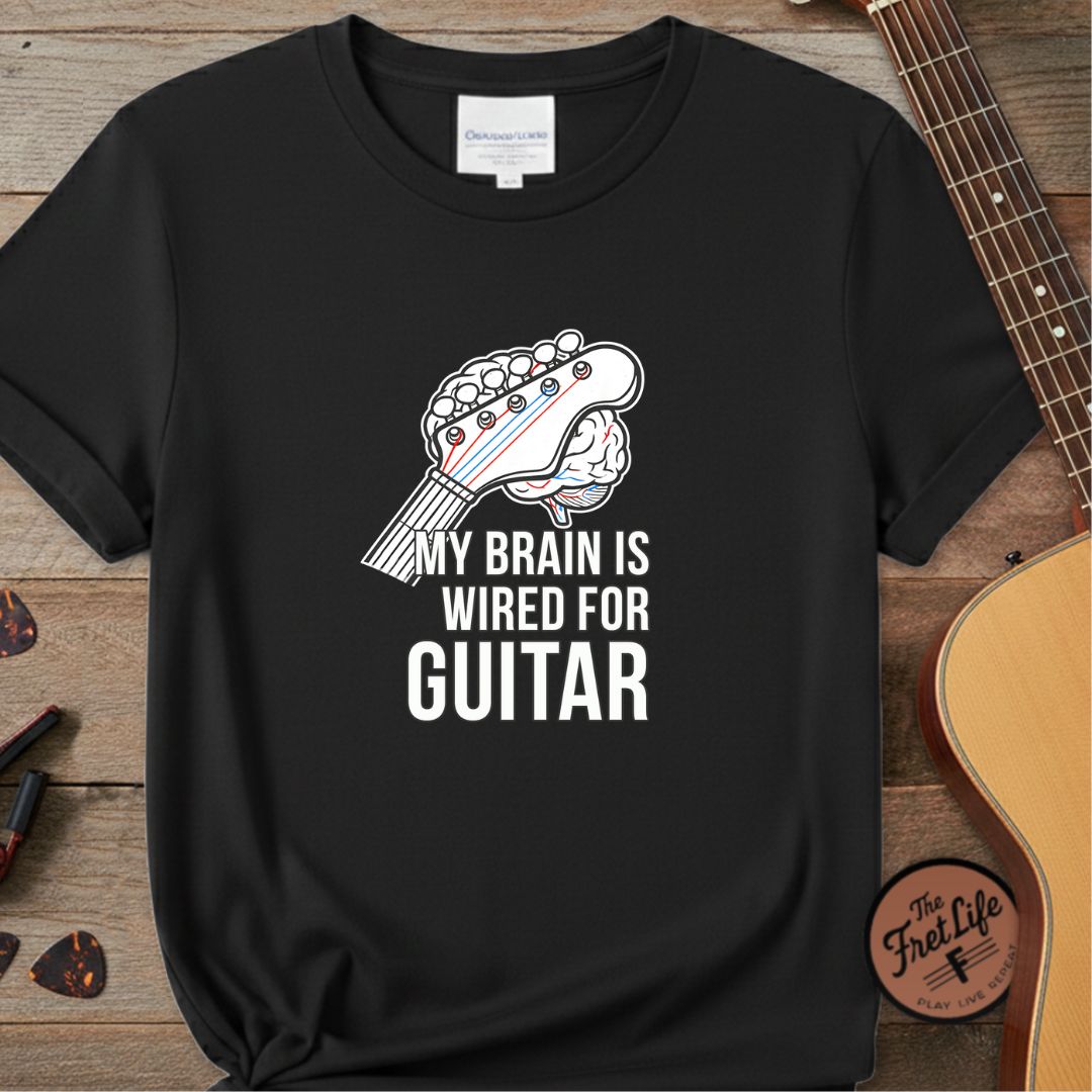 Printify T-Shirt Black / S My Brain Is Wired For Guitar | Premium T-Shirt