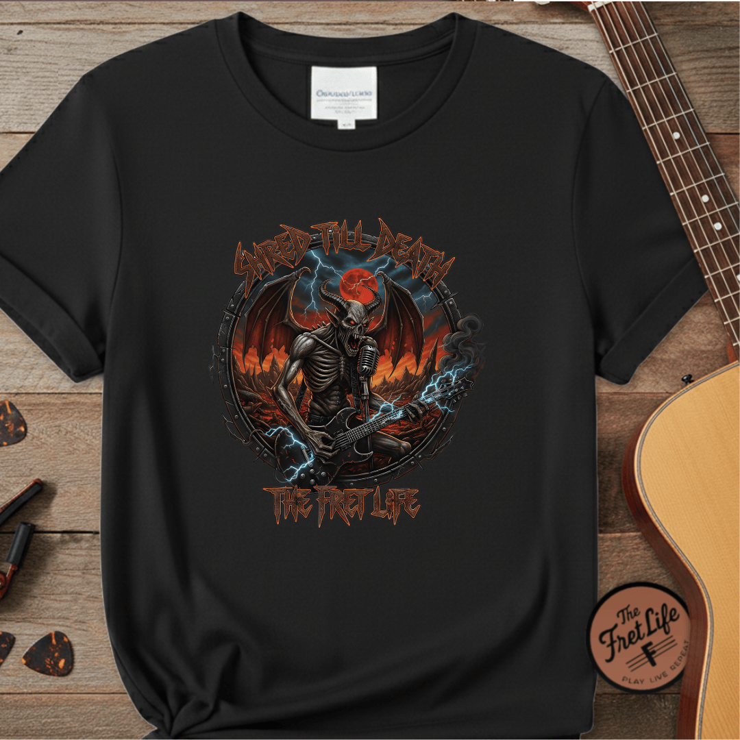 Printify T-Shirt Black / S Shred Till Death: Unleash the Fret Life Tee