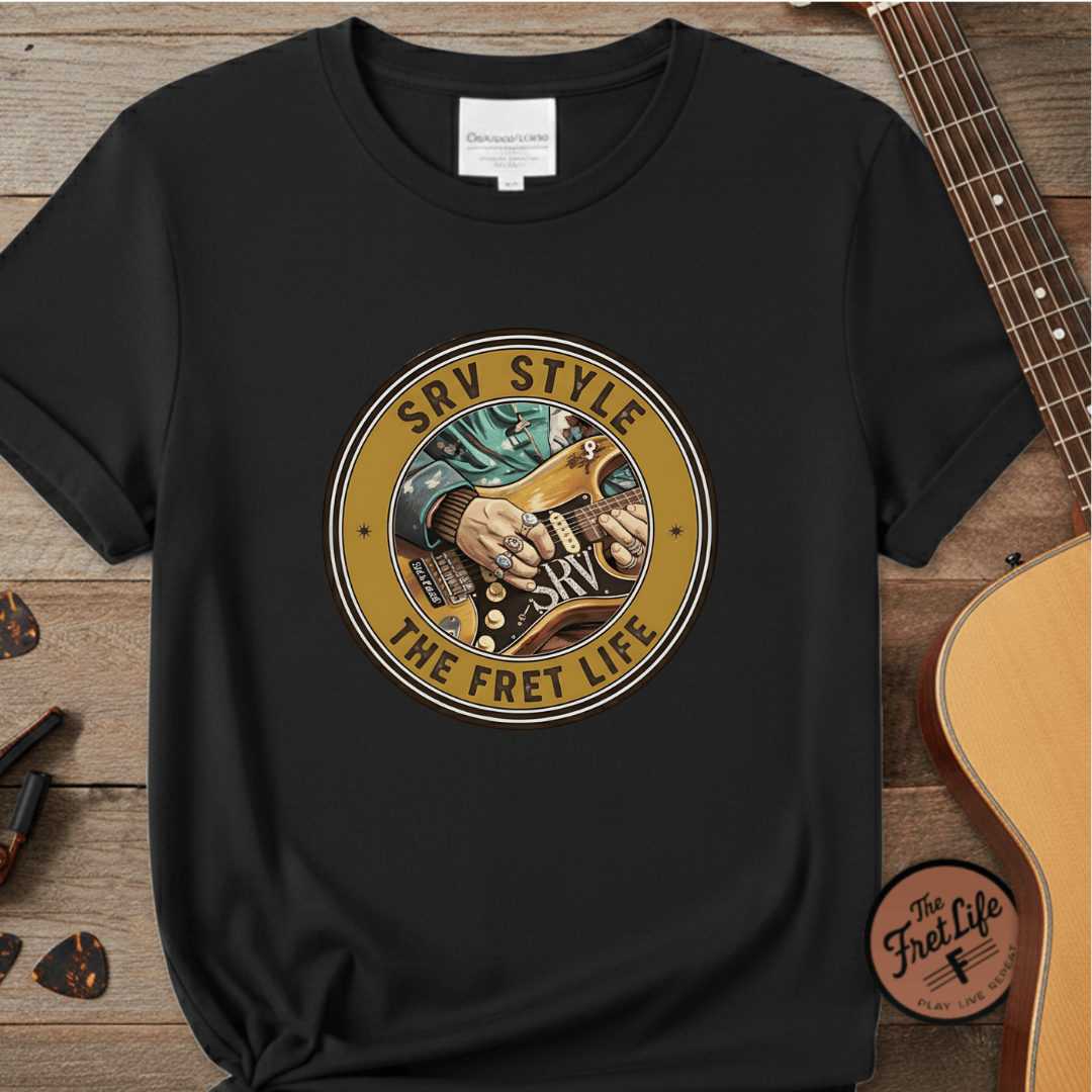Printify T-Shirt Black / S SRV Style T-Shirt |Blues Guitar Fan Tee