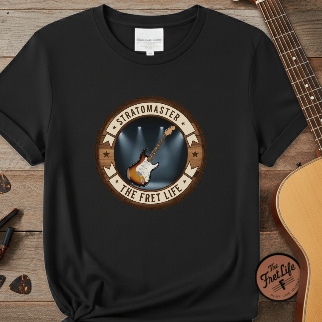 Printify T-Shirt Black / S Stratomaster Tee | Fender Stratocaster Electric Guitar Fan Shirt