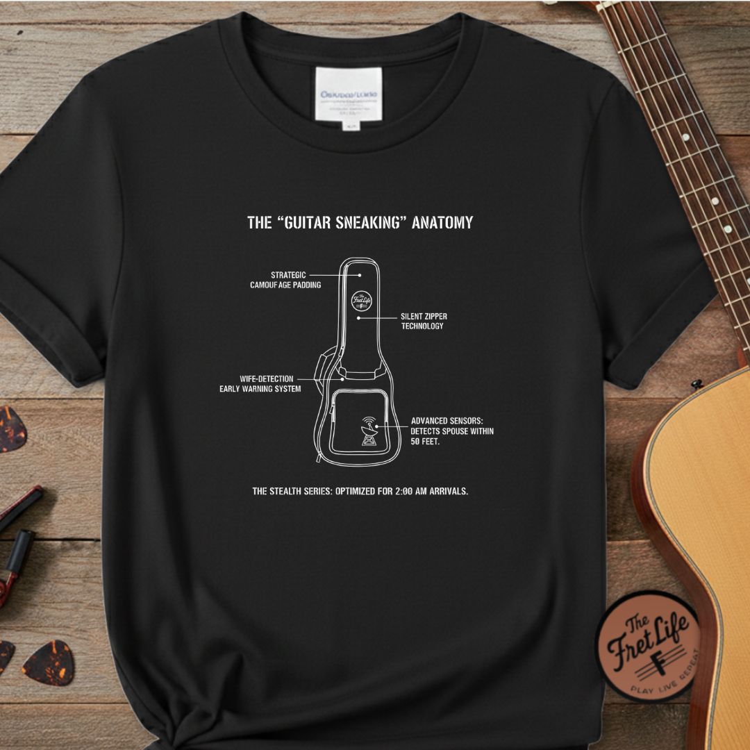 Printify T-Shirt Black / S The "Guitar Sneaking" Anatomy: Stealth Series T-Shirt