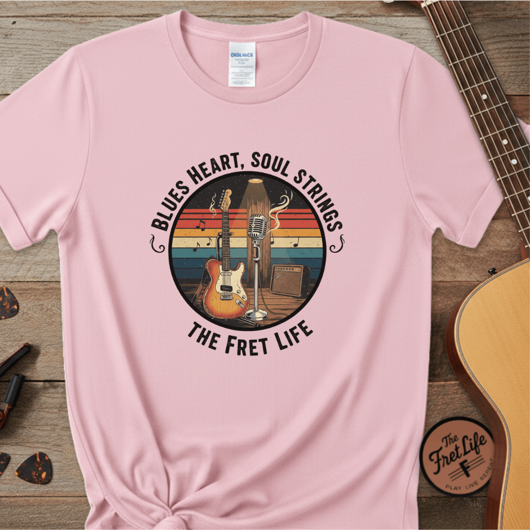 Printify T-Shirt Blossom / S Blues Heart, Soul Strings: The Fret Life Classic Tee