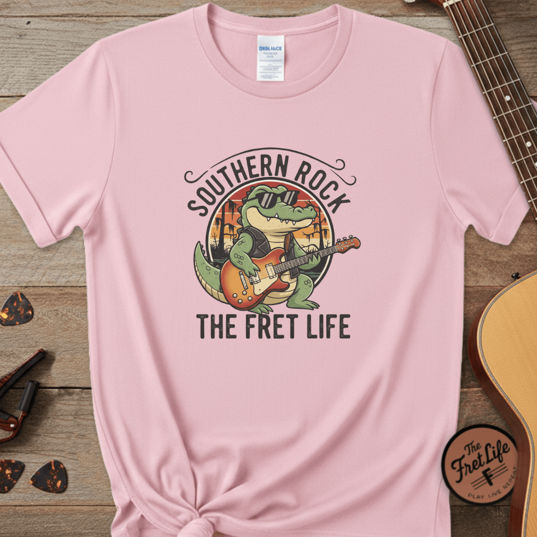 Printify T-Shirt Blossom / S Southern Rock Gator: The Fret Life Swamp Jam Tee