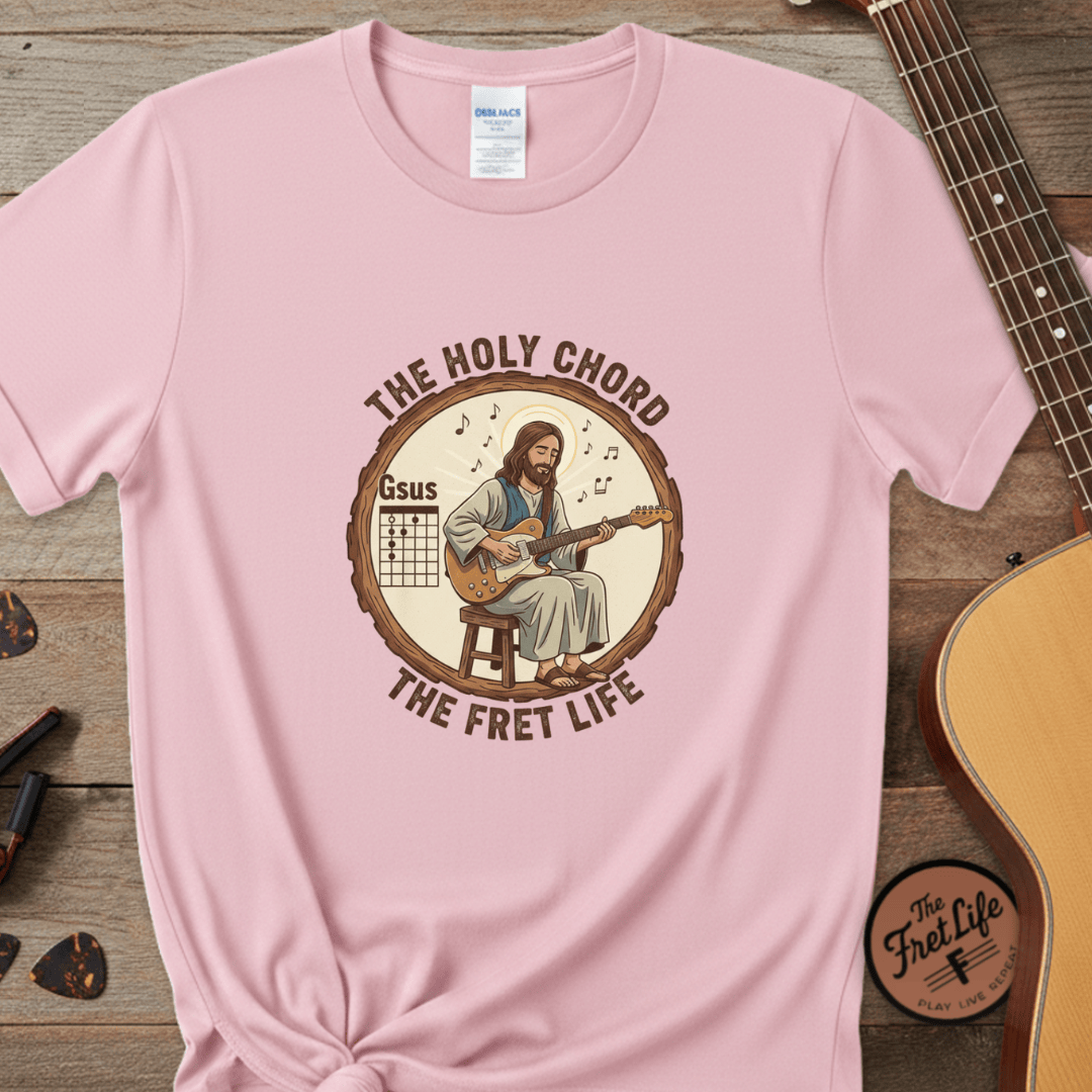 Printify T-Shirt Blossom / S The Holy Chord Gsus T-Shirt: Faith, Music, and the Fret Life.